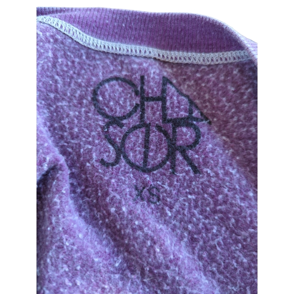 Chaser Motley Crue Distressed Pullover Womens XS Purple Sweatshirt Top - Picture 6 of 9